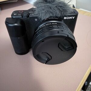 Sony Black Digital Camera with Gray Microphone